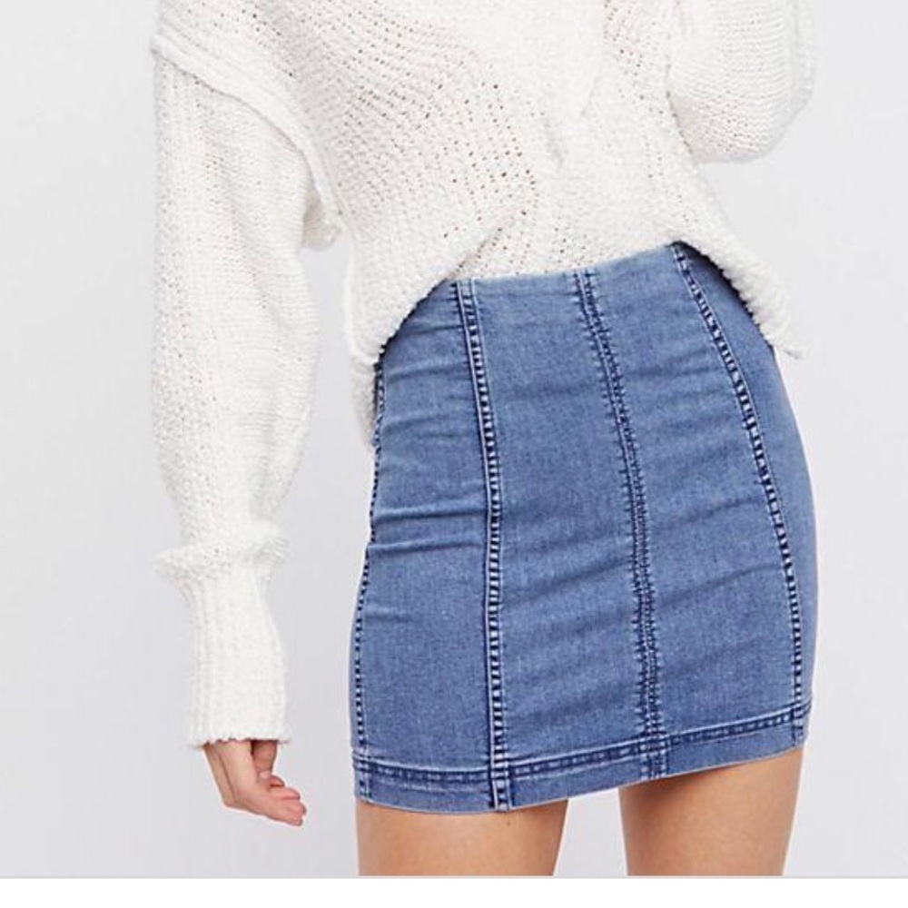 free people denim skirt